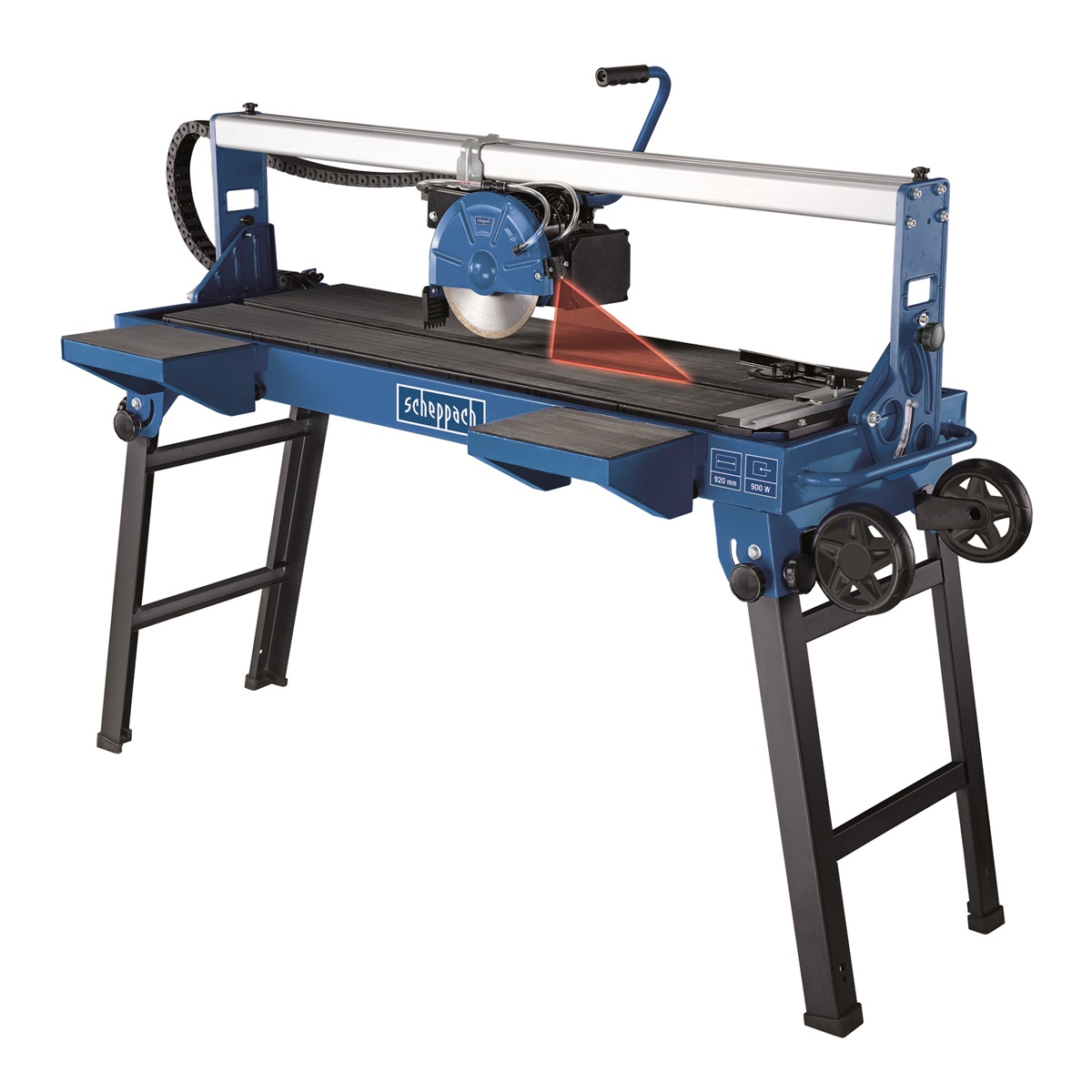 Scheppach 900 W-os felsősínes vizes csempevágó 920mm